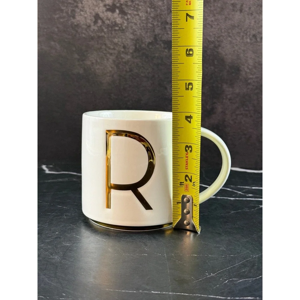 Williams Sonoma Gold Monogram R Mug 3 3/4in Tall MINT!